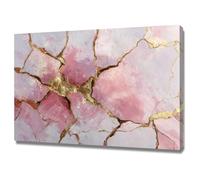 HUYEEI Décor Abstrait Peintures Poudre craquelée dorée Grandes impressions d'art moderne,pour peintur photo pour salon Toile Chambre Mur Salle de bain Bureau(Couleur rose)-60x80cm Encadrée