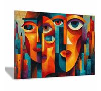HUYEEI Décor Abstrait Peintures Villes aux multiples facettes Grandes impressions d'art moderne,pour peintur photo pour salon Toile Chambre Mur Salle de bain Bureau(Multicolore75)-70x100cm Encadrée