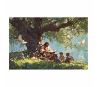 HUYEEI Décoration murale spirituelle chrétienne Enseigner aux enfants à connaître peintures,affiches religieuses,œuvres d'art pour salon,chambre,décoration intérieure(vert59)-20x30cm Sans cadre