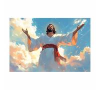 HUYEEI Décoration murale spirituelle chrétienne Prier dans le ciel peintures,affiches religieuses,œuvres d'art pour salon,chambre,église,décoration intérieure(blanc19)-70x100cm Sans cadre