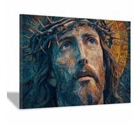 HUYEEI Décoration murale sur toile de chrétienne Image d'une couronne d'épines affiche religieuse abstraite moderne imprimée pour salon,chambre à coucher,décoration d'église(bleu26)-70x100cm Encadrée