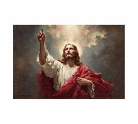 HUYEEI Décoration murale sur toile de chrétienne Pointant le ciel affiche religieuse abstraite moderne imprimée pour salon,chambre à coucher,décoration d'église(blanc166)-60x90cm Sans cadre