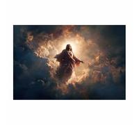 HUYEEI Décoration murale sur toile Jésus Montant vers les nuages grande décoration murale,décoration d'intérieur catholique pour église,bureau,salon,salle de bain(noir80)-60x80cm Sans cadre