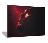 HUYEEI Décoration murale sur toile Jésus Rouge regardant vers le ciel grande décoration murale,décoration d'intérieur catholique pour église,bureau,salon,salle de bain(rouge180)-40x60cm Encadrée