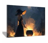 HUYEEI Halloween, impression sur toile Alchimie des sorcières Tableaux Modernes Convient pour le salon, la salle de bain Décoration murale, etc.(noir02)-60x80cm Encadrée