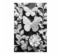HUYEEI Impression sur Toile Decoration Murale Peinture Papillons accompagnant une branche Noir Et Blanc de Tableaux Decoratifs,salle de bainSalon Muraux Déco Chambre(Noir et blanc)-60x90cm Sans cadre