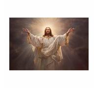 HUYEEI Impression sur toile Jésus Saint Bras tendus Portrait de tranquillité,Décoration murale pour salon, chambre à coucher, église, salle de prière(blanc)-60x80cm Sans cadre