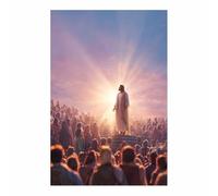 HUYEEI Impression sur toile Jésus Sainte Assemblée Portrait de tranquillité,Décoration murale pour salon, chambre à coucher, église, salle de prière(blanc)-60x90cm Sans cadre