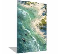 HUYEEI Impression sur Toile Paysage Bateaux dans la crique tableaux, arts décoratifs, Convient pour le salon, la salle de bain Décoration murale, etc.(bleu)-20x30cm Encadrée