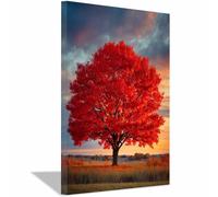 HUYEEI Impression sur Toile Paysage Canopée cramoisie tableaux, arts décoratifs, Convient pour le salon, la salle de bain Décoration murale, etc.(rouge)-20x30cm Encadrée