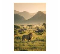 HUYEEI Impression sur Toile Paysage Lion des prairies tableaux, arts décoratifs, Convient pour le salon, la salle de bain Décoration murale, etc.(multicolore)-60x80cm Sans cadre