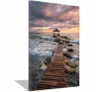 HUYEEI Impression sur Toile Paysage Marée aux pavillons tableaux, arts décoratifs, Convient pour le salon, la salle de bain Décoration murale, etc.(gris)-40x60cm Encadrée