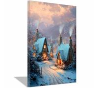 HUYEEI Impression sur Toile Paysage Paysages de Noël tableaux, arts décoratifs, Convient pour le salon, la salle de bain Décoration murale, etc.(blanc)-60x90cm Encadrée