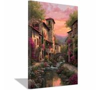 HUYEEI Impression sur Toile Paysage Pont reflétant les fleurs tableaux, arts décoratifs, Convient pour le salon, la salle de bain Décoration murale, etc.(multicolore)-60x80cm Encadrée