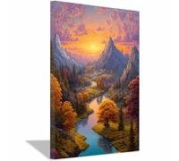 HUYEEI Impression sur Toile Paysage Ruisseau de la vallée sombre tableaux, arts décoratifs, Convient pour le salon, la salle de bain Décoration murale, etc.(orange)-60x90cm Encadrée