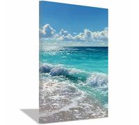 HUYEEI Impression sur Toile Paysage Vagues déferlant sur le rivage tableaux, arts décoratifs, Convient pour le salon, la salle de bain Décoration murale, etc.(bleu)-40x60cm Encadrée