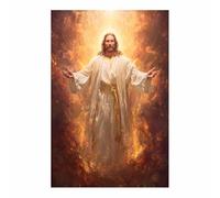 HUYEEI Jésus Christ Affiche Style Le Seigneur descendant dans la lumière Impression sur ToileDécoration Murale, pour Maison Couloir de l'appartement Bain Salon Chambre(blanc)-20x30cm Sans cadre