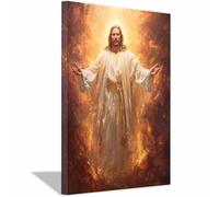 HUYEEI Jésus Christ Affiche Style Le Seigneur descendant dans la lumière Impression sur ToileDécoration Murale, pour Maison Couloir de l'appartement Bain Salon Chambre(blanc)-60x80cm Encadrée