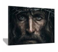 HUYEEI Jésus Christ Affiche Style Portant une couronne d'épines Impression sur ToileDécoration Murale, pour Maison Couloir de l'appartement Bain Salon Chambre(noir92)-40x60cm Encadrée