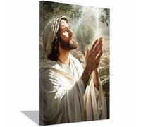HUYEEI Jésus Christ Affiche Style Prière à la recherche de la lumière Impression sur ToileDécoration Murale, pour Maison Couloir de l'appartement Bain Salon Chambre(blanc)-20x30cm Encadrée