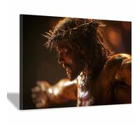 HUYEEI JéSus Christ Toile Tableau Ballade sur la croix sur toile Poster de décoration,Decoration à La Maison Murale Tableaux salon, chambre(noir84)-60x90cm Encadrée