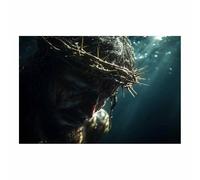 HUYEEI JéSus Christ Toile Tableau Eau Couronne d'épines sur toile Poster de décoration,Decoration à La Maison Murale Tableaux salon, chambre(noir154)-60x80cm Sans cadre