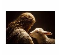 HUYEEI JéSus Christ Toile Tableau Moutons dans le paysage sur toile Poster de décoration,Decoration à La Maison Murale Tableaux salon, chambre(noir164)-70x100cm Sans cadre