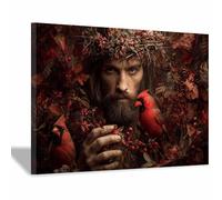 HUYEEI JéSus Christ Toile Tableau Orné d'une couronne d'épines sur toile Poster de décoration,Decoration à La Maison Murale Tableaux salon, chambre(rouge54)-70x100cm Encadrée