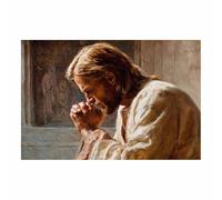 HUYEEI JéSus Christ Toile Tableau Prier et méditer sur toile Poster de décoration,Decoration à La Maison Murale Tableaux salon, chambre(beige104)-60x80cm Sans cadre