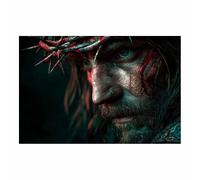 HUYEEI Jésus Mur Art Toile Portant une couronne d'épines Impression sur Toile Décoration Muralepour, Maison Bain Salon Chambre Couloir de l'appartement(noir91)-70x100cm Sans cadre