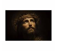 HUYEEI Jésus Mur Art Toile Portant une couronne d'épines Impression sur Toile Décoration Muralepour, Maison Bain Salon Chambre Couloir de l'appartement(marron51)-40x60cm Sans cadre