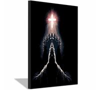 HUYEEI Jésus Mur Art Toile Prier pour la Sainte Lumière Impression sur Toile Décoration Muralepour, Maison Bain Salon Chambre Couloir de l'appartement(noir)-70x100cm Encadrée