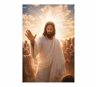 HUYEEI Jésus Toile murale Conduisant la multitude vers l'avant nordique de Jésus Impression sur toile Poster de décoration pour la Décoration d'Église Chambre(blanc)-20x30cm Sans cadre
