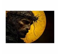 HUYEEI Jésus Toile murale Couronne de saules jaune nordique de Jésus Impression sur toile Poster de décoration pour la Décoration d'Église Chambre(noir173)-60x90cm Sans cadre