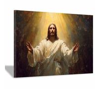 HUYEEI Jésus Toile murale Penser dans les bois nordique de Jésus Impression sur toile Poster de décoration pour la Décoration d'Église Chambre(blanc53)-70x100cm Encadrée