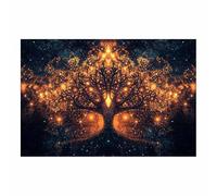 HUYEEI L'arbre de vie Impression Sur Toile Murale Arbre en grappes de flammes poster nature Art, Convient pour salle de bain, salon, chambre, bureau.(orange137)-20x30cm Sans cadre