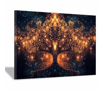 HUYEEI L'arbre de vie Impression Sur Toile Murale Arbre en grappes de flammes poster nature Art, Convient pour salle de bain, salon, chambre, bureau.(orange137)-60x90cm Encadrée