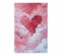 HUYEEI Love Heart sur Toile, Cœur dans des nuages roses, Affiche Decoration Murale Image sur Toile Peinture Tableau Decoration Murale Salon Chambre Couloir(rose)-80x120cm Sans cadre