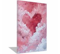 HUYEEI Love Heart sur Toile, Cœur dans des nuages roses, Affiche Decoration Murale Image sur Toile Peinture Tableau Decoration Murale Salon Chambre Couloir(rose)-50x70cm Encadrée