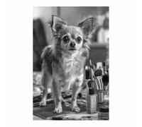 HUYEEI Noir et blanc Impression sur Toile Le chien se tient debout sur une plate-forme Peinture Tableaux,Muraux,pour Bureau Couloir Salle de bain Déco Chambre Salon(Noir et blanc)-70x100cm Sans cadre