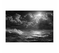 HUYEEI Noir et blanc Impression sur Toile Mer déferlante Peinture Tableaux,Muraux,pour Bureau Couloir Salle de bain Déco Chambre Salon(noir et blanc20)-60x90cm Sans cadre