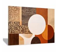 HUYEEI Oeuvre Peinte Abstraite Toile Moderne Mur Cercle en bois S'applique à,Tableau Decoration Murale Chambre Salon Maison Deco Cuisine(Couleur kaki96)-40x60cm Encadrée