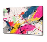 HUYEEI Oeuvre Peinte Abstraite Toile Moderne Mur Floraison d'encre colorée S'applique à,Tableau Decoration Murale Chambre Salon Maison Deco Cuisine(Blanc)-60x80cm Encadrée