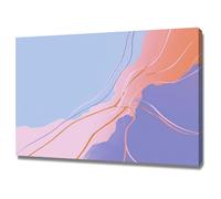 HUYEEI Oeuvre Peinte Abstraite Toile Moderne Mur Ligne de couleur douce S'applique à,Tableau Decoration Murale Chambre Salon Maison Deco Cuisine(Bleu)-40x60cm Encadrée