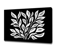 HUYEEI Oeuvre Peinte Abstraite Toile Moderne Mur Motif de feuilles S'applique à,Tableau Decoration Murale Chambre Salon Maison Deco Cuisine(Noir)-20x30cm Encadrée
