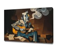 HUYEEI Oeuvre Peinte Abstraite Toile Moderne Mur Musique tridimensionnelle S'applique à,Tableau Decoration Murale Chambre Salon Maison Deco Cuisine(Brun)-70x100cm Encadrée