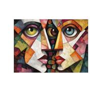 HUYEEI Oeuvre Peinte Abstraite Toile Moderne Mur Peinture de visage colorée S'applique à,Tableau Decoration Murale Chambre Salon Maison Deco Cuisine(Multicolore)-20x30cm Sans cadre