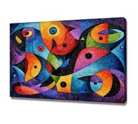 HUYEEI Oeuvre Peinte Abstraite Toile Moderne Mur Poisson fantôme S'applique à,Tableau Decoration Murale Chambre Salon Maison Deco Cuisine(Multicolore)-60x90cm Encadrée