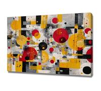 HUYEEI Oeuvre Peinte Abstraite Toile Moderne Mur Puzzle de formes circulaires S'applique à,Tableau Decoration Murale Chambre Salon Maison Deco Cuisine(Jaune)-60x90cm Encadrée