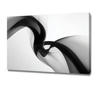 HUYEEI Oeuvre Peinte Abstraite Toile Moderne Mur Ruban encreur S'applique à,Tableau Decoration Murale Chambre Salon Maison Deco Cuisine(Noir)-20x30cm Encadrée